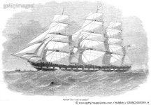 GRANC0005599_H | 게티이미지코리아 | CLIPPER SHIP, 1855. /nThe American clipper ship City of Mobile. Wood engraving, 1855.... 