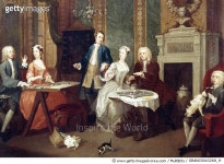 HOGARTH: FAMILY PARTY. /nWilliam Hogarth (1697-1764): A Family Party, 1730-35. Oil on canvas. Rights-Managed 이미지