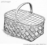GRANC0077523_H | 게티이미지코리아 | BASKET, 19th CENTURY. /nA food basket. Wood engraving, American, late 19th century. Rights... 