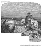 GRANC0078142_H | 게티이미지코리아 | LOS ANGELES, 1882. /nMain Street in Los Angeles, California. Wood engraving, 1882. Rights... 