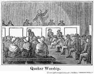 GRANC0078659_H | 게티이미지코리아 | QUAKER WORSHIP, 1842. /nWood engraving, American, 1842. Rights-Managed 이미지