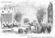 GRANC0079920_H | 게티이미지코리아 | BOSTON: SLEIGHING, 1855. /nWood engraving, American, 1855. Rights-Managed 이미지