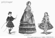 GRANC0093168_H | 게티이미지코리아 | PARIS WINTER FASHION, 1852. /nWood engravings from an English newspaper of 1852. Rights... 