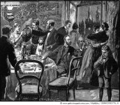 GRANC0095776_H | 게티이미지코리아 | NEW YEARS EVE, 1890. /nRinging out the New Year. Line engraving by Fritz Bergen, 1890.... 