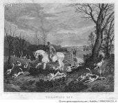 GRANC0096235_H | 게티이미지코리아 | ENGLAND: FOX HUNT, 1833. /nThrowing Off. Line engraving, English, 1833. Rights-Managed... 