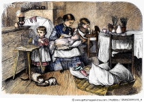 GRANC0099195_H | 게티이미지코리아 | MOTHER AND CHILDREN, 1873. /nWood engraving, American, 1873. Rights-Managed 이미지