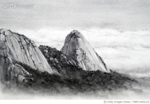 MBRF16002118 | 게티이미지코리아 | 북한산, 일러스트, 연필화 Royalty-Free 이미지