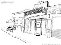 MMLI18000026 | 게티이미지코리아 | 영화관 입구 앞 펜드로잉 Rights-Managed 이미지