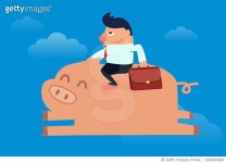 1066546866 | 게티이미지코리아 | Businessman riding a pig flying in the sky Royalty-Free 이미지