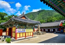 MZHQA23000328 | 게티이미지코리아 | 경북, 포항시, 문화재, 사찰, 보경사, 적광전(보물), 천왕문, 오층석탑 Rights-Managed 이미지