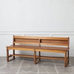 六家 IZ46307F★大正 昭和初期 古い教会の ベンチ 楢 無垢材 古い木製 アンティーク ジャパン チャーチチェア 日本 古民具 長椅子... 