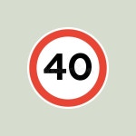 Speed Limit 40 Road Sign on Grey Background. Modern Flat Vector Illustration. Social Media Template. Stock Vector - Illustration... 