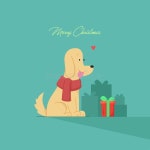 Cute Dog Looking To a Christmas Present Stock Illustration - Illustration of cute, merry: 166293215 Cute Dog Looking To A... 
