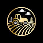 Agriculture Tractor Monochrome Emblem on Black Background Vector Illustration. Stock Vector - Illustration of local, natural... 