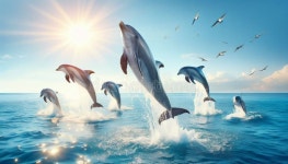 Beautiful Bottlenose Dolphins Jumping Stock Illustration - Illustration of swimming, marine: 329306276
