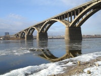 Bridge stock photo. Image of snow, water, build, autumn - 4136616