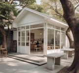 A Coffee Shop with a Minimalist Design in the Shape of a White House. Stock Illustration - Illustration of porch, massive: 359781213