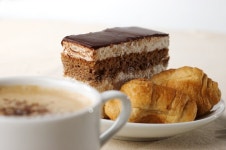 Cup of Coffee and Croissant Stock Photo - Image of blackboard, croissant: 64145616 Cup Of Coffee And Croissant Stock Photo... 