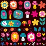 Cute Flowers Mushrooms Nature Pattern Stock Vector - Illustration of butterfly, flower: 164452193