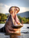 Yawning Hippo in the River of Nile Stock Illustration - Illustration of nilea, tusks: 378998470