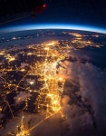 Bright City Lights Captured from Space Illuminate the Urban Landscape Along the Coastline Stock Illustration - Illustration of... 