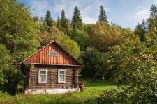 Mountain Cottage stock photo. Image of forest, blue, golden - 1384238