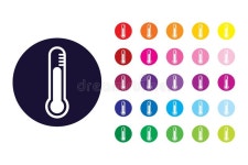 Thermometer Sign Icon. Thermometer Color Symbol. Stock Vector - Illustration of fever, round: 150637522
