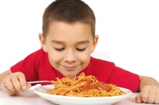 Boy with Spaghetti stock photo. Image of holding, space - 19648716