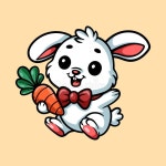 Fun Rabbit with Carrot Cartoon Colored Character Isolated Drawing Line Art Style Sketch Classic Vintage Design Stock Vector... 