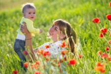 Mother And Daughter With Red Poppies Stock Image - Image of poppies, care: 73306485