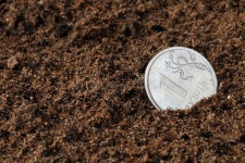 One ruble on the ground. stock image. Image of brown - 134714887