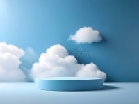 Blue Podium with White Clouds on Sky Background Stock Illustration - Illustration of luxury, scene: 304048301