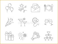 Icon Set about Partry in Line Style. Stock Vector - Illustration of isolated, shape: 342314756