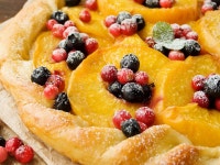 Peach tart stock photo. Image of golden, bilberry, baked - 21231240