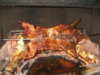 Pig on spit stock image. Image of healthy, dinner, burn - 9863121