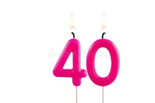 Pink Number 40 Birthday Candle on White Background Stock Illustration - Illustration of fuchsia, background: 336726535