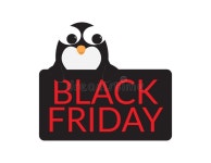 Cute Penguin Behind a Black Sign with Red BLACK FRIDAY Text Stock Vector - Illustration of season, label: 128756351