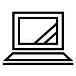 Thin Line Sharp Vector Icon / Laptop Computer, Pc, Display Stock Vector - Illustration of management, document: 161237512