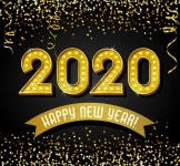 2020 Happy New Year Design with Vintage Golden Light Bulb Letters Stock Vector - Illustration of letters, happy: 162521440