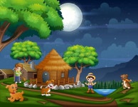 The Farmer in the Farmland at Night Stock Vector - Illustration of nature, landscape: 179798883