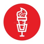 Silhouette of Ice Creams Microphone Isolated on Red Circle - Simple Ice Creams Microphone Logo or Icon Stock Vector... 