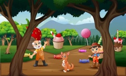 The Farmer in the Fantasy Sweet Land Stock Vector - Illustration of outdoors, leaves: 207067847