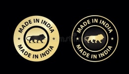 Made in India Icon Vector Illustration, Made in India Golden Color Emblem Stock Vector - Illustration of label, gold: 207131011