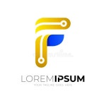 F Logo, Technology Logo with Letter F Stock Vector - Illustration of line, font: 210516708
