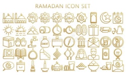 Islamic Ramadan Icon with Gold Gradations Outline Style Stock Vector - Illustration of calligraphy, icon: 213349239