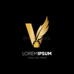 Letter V Feather Pen Logo Design Vector Icon Graphic Stock Vector - Illustration of design, icon: 234658215