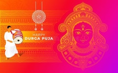 Happy Durga Puja Greeting Background Design Stock Vector - Illustration of india, navratri: 252871978