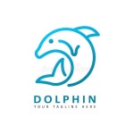 Dolphin Logo with Line Art. Icon Vector Illustration Stock Vector - Illustration of vector, isolated: 260456732