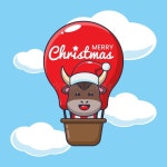 Cute Bull Fly with Air Balloon. Stock Vector - Illustration of happy, balloon: 263213498