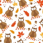Autumnal Leaves and Owl Bird Seamless Patter Stock Vector - Illustration of autumn, design: 287372614